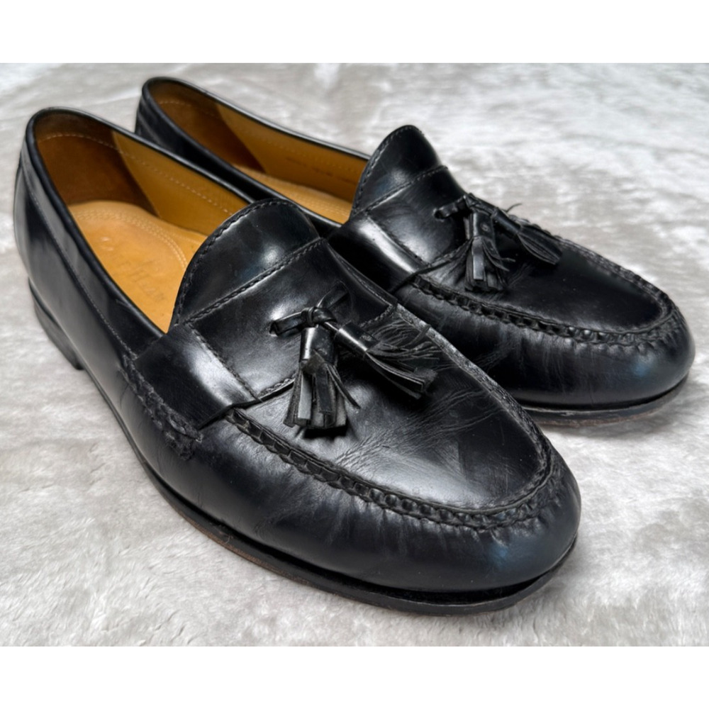 Cole Haan Black Leather Tassel Slip On Loafers Mens Size 10.5 W